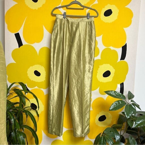 Vintage Mod Handmade One of a Kind Key Lime Sateen 2 Piece Pants Overcoat Set - Picture 11 of 15